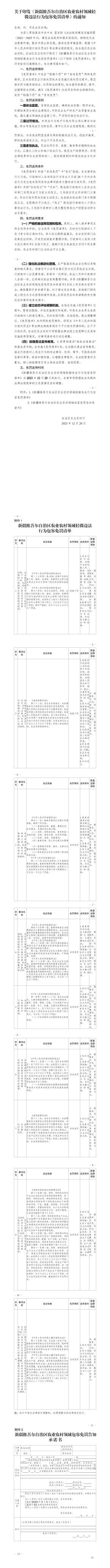 关于印发《新疆维吾尔自治区农业农村领域轻微违法行为包容免罚清单》的通知_01.jpg